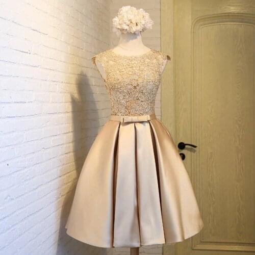 Angelsbridep Sheer Neck Short Satin Homecoming Dresses Appliques Sash Vestidos De Festa Special Occasion Junior Graduation Gowns