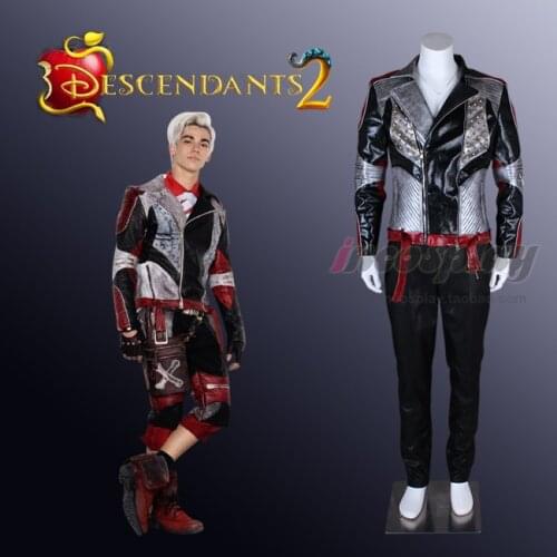 Anime Descendants 2 Carlos PU Leather Jacket Heavy Tangerine Coat Cosplay Costume For Men Halloween Free Shipping Customized New