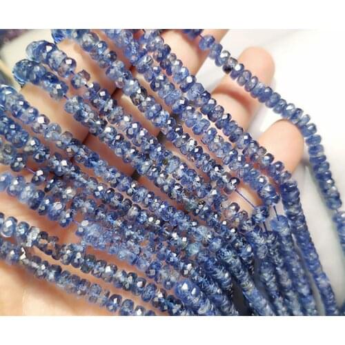 Loose beads blue kyanite roundel faceted 4-6.5mm AA 36cm for DIY jewelry making FPPJ wholesale beads nature