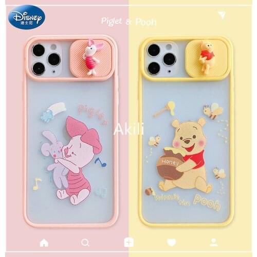 Piglet Winnie Pooh Disney iPhone 11 Pro Max Case Sliding Camera Protection iphone 12 Pro Max Cover Girls Cute Kawaii