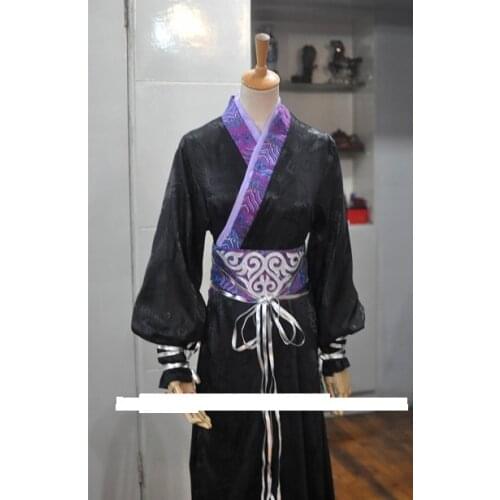 Black Purple Hidden Pattern Narrow Sleeve Inner Costume Male Costume Hanfu Stage Performance Cosplay Costume for Man