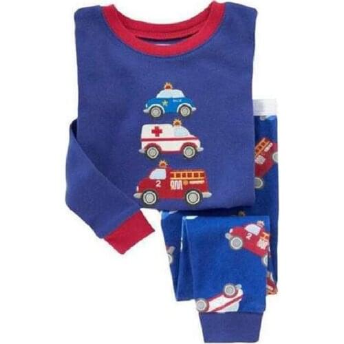 Ambulance Baby Boys' Pajama Set Cotton Children Sleepwear Clothes Suit Long Tee Shirts Trousers Boy Pjs Infant Pyjamas 1-7Year