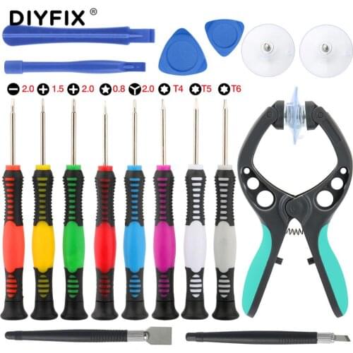 DIYFIX 17 in 1 for iPhone X 8 7 6S 6 Plus Mobile Phone Repair Tools Kit Knife Spudger Pry Opening Tool Screwdriver Set Hand Tool