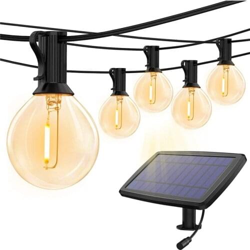 G40 Solar String Lights With 10/25PCS Vintage LED Bulb 1W Outdoor Globe Solar Fairy Garland for Backyard Patio Cafe Bistro Decor