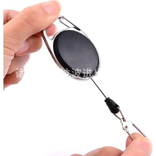 H1134 Telescopic Keychain Creative Easy Buckle Key Ring Anti-lost Security Wire Rope Outdoor Carabiner anti-lost buckle EDC