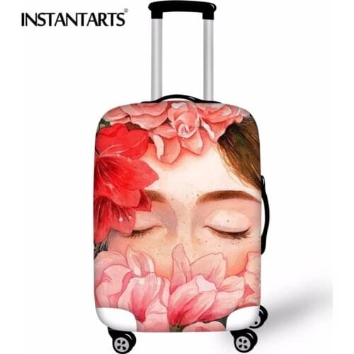 INSTANTARTS Travel Accessories Waterproof Suitcase Cover Luggage Protective Cover Tropical Plant Flower Print Luggage Bag Covers