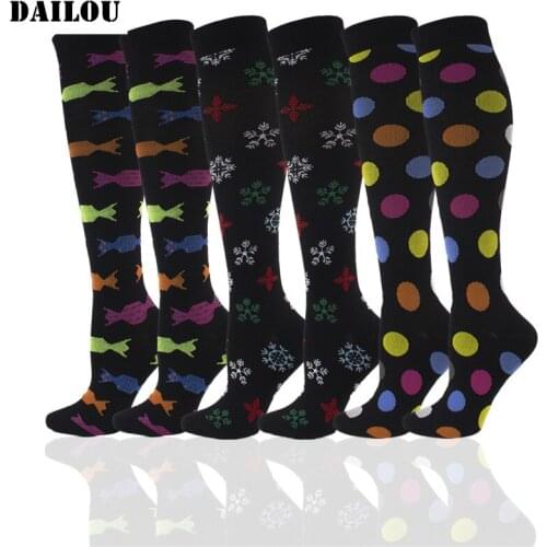 Running Compression Socks Men Women Outdoor Sports Travel Long Socks Happy Funny Riding Basketball Nursing Socks Christmas Gifts