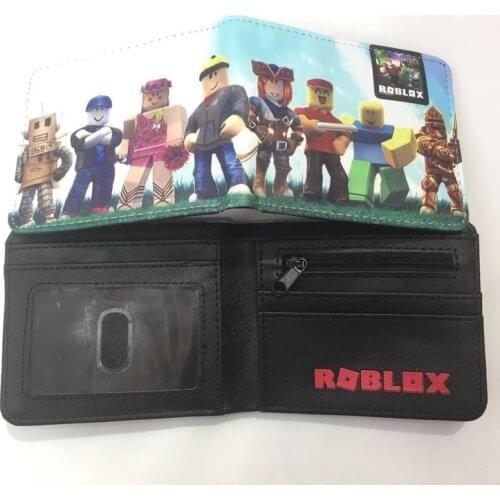 Robloxs Game Student Coin Purse Pu Leather Short Half-fold Embossed Wallet Men Boy Wallets Card Holder Birthday Christmas Gift