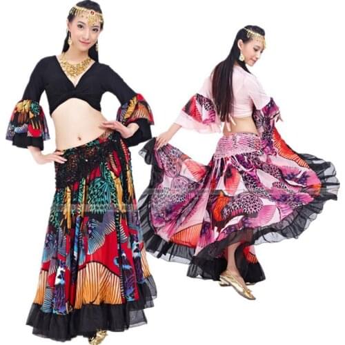 New style gypsy clothes belly dance costume set for women indian dance set belly dancing outfit 2pcs Top&Skirt 2 colors