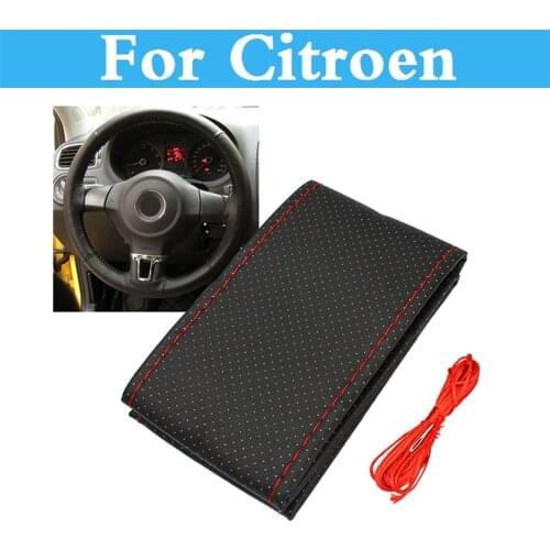 Leather Diy Car Steering Wheel Cover Case With Needles And Thread For Citroen Ds3 Ds4 Ds5 Xsara C-Crosser C-Elysee C-Zero