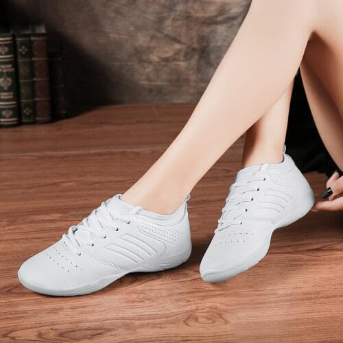 Lightweight White Profession Dance Shoes Women Low-heeled Beginner Gym Aerobics Sneakers Girls Ladies Training Cheerleading Shoe