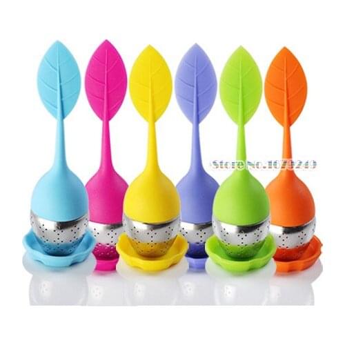 Leaf-shaped tea leak Design Food Grade High Temperature Resistant Leaves Silicone Tea Bag Stainless Steel Tea Leak
