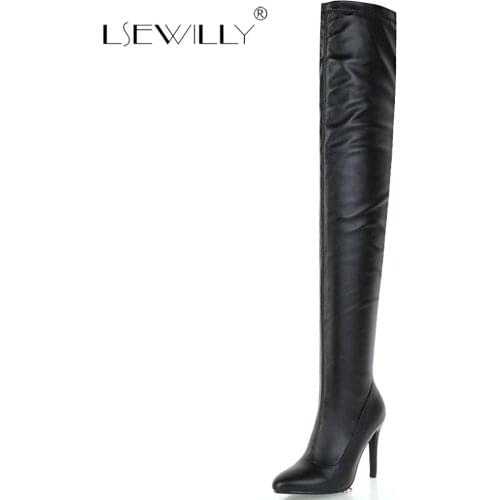 Lsewilly New Winter Women Boots Sexy Over-the-knee High Heels Pointed Toe Boots Thigh High Boots Shoes Botas Size 33-48 S698