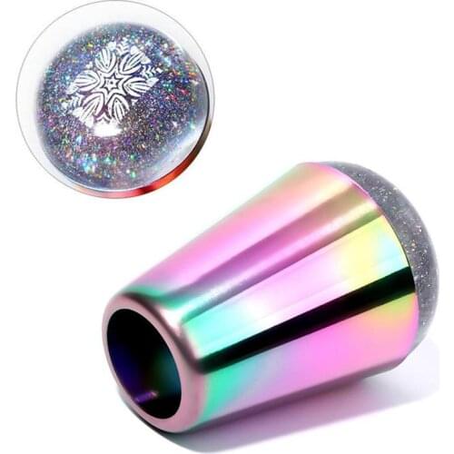 Reusable Nail Art Stamp Nail Polish Transfer Tool Silicone Rainbow Holographic Head Nail Stamp Nail Art Manicure Tool