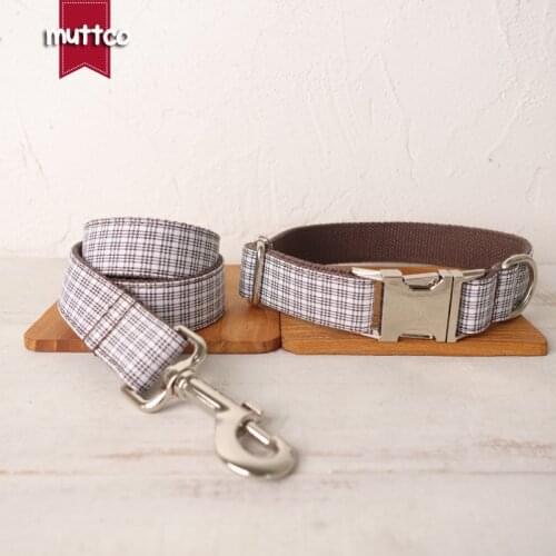 MUTTCO retailing self-design dog collar WHITE TINY PLAID delicate poly satin and nylon 5 sizes dog collar UDC102