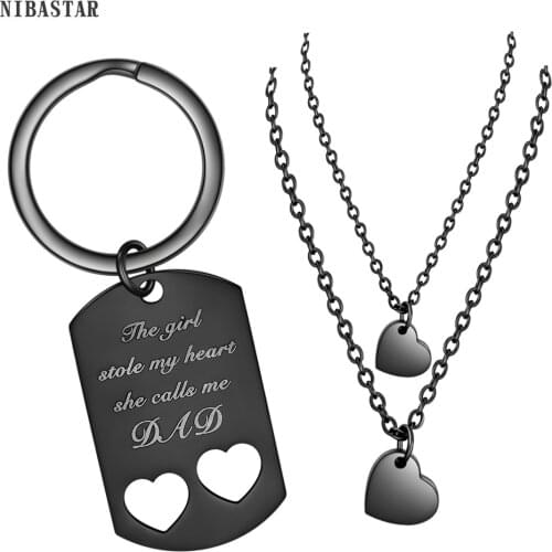 NIBASTAR Unique Festival Necklaces Keychain Gift Set For Family Fashion Stainless Steel Jewellery Accessory