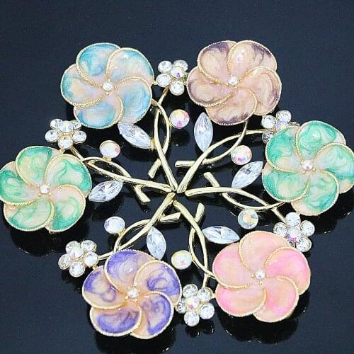 New fashion Romantic lucky sunflower brooches women party weddings rhinestone gold-color jewelry B1239