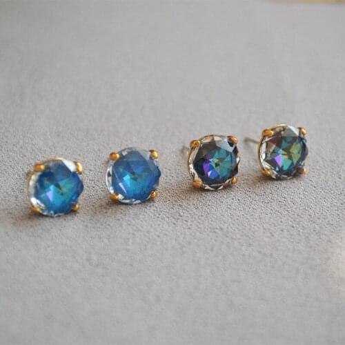 New Mix Blue Earrings For Women Fashion Wedding Fine Jewelry 925 Silver Pin Natural Zircon Stud Earring