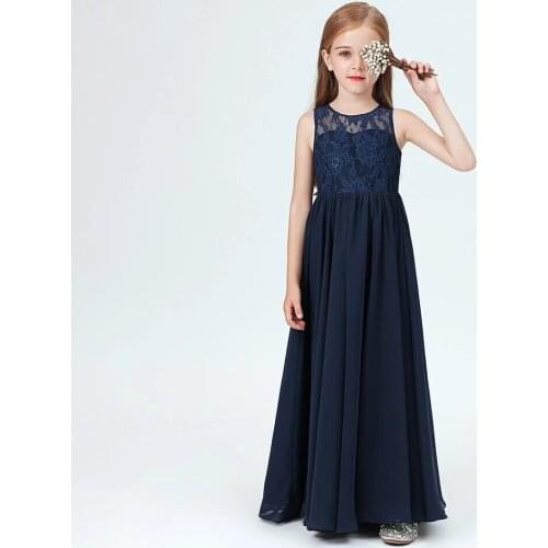 Communion Princess Dress Girls Flower lace Coffion Dress For Girls Blue Vintage Wedding Party Formal Ball Gown Children Clothing