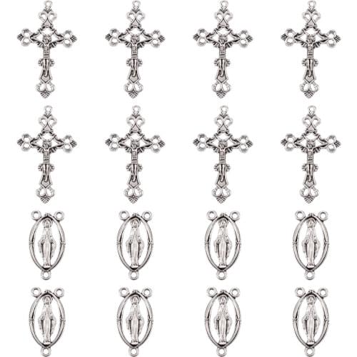 Pandahall Religious Rosary Cross Center Cross Necklace Link Charm Pendants for DIY Jewelry Making