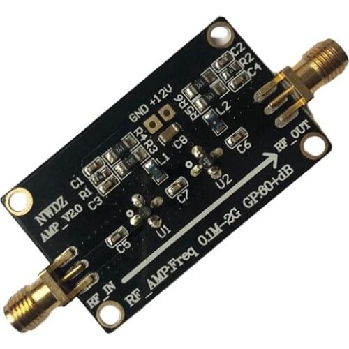 RF Wideband Amplifier LNA 0.1M-2G Gain 60DB 2-Stage Amplification Professional Low Noise Amplifier