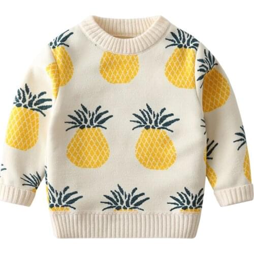 2021 Childrens Sweater Boy Girl pineapple Printed Sweater Baby Clothing Fashion Cartoon Childrens Clothes 2-8T