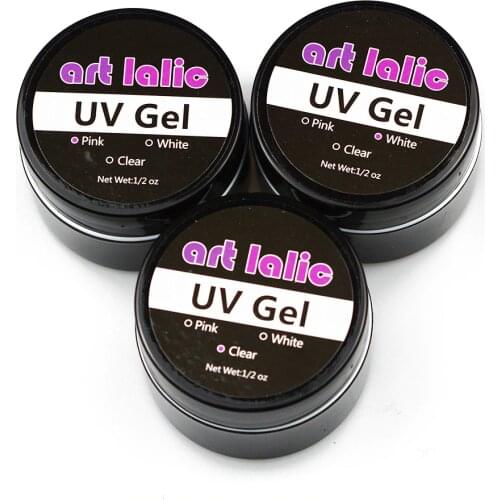 3 Colors Nail Art UV Gel Tips Glue Clear Pink White Extension Manicure