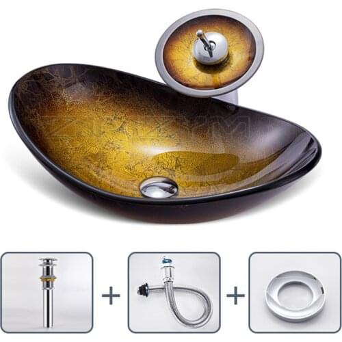 Tempered glass washbasin Nordic style art bathroom toilet above counter washbasin Oval 54*36*16 CM thickness 12mm