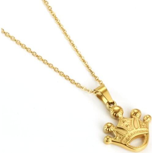 Crown Necklace 2020 Stainless Steel Jewelry Woman Accessories Charm Pendant Choker Chain Necklace Jewellery Free Shipping