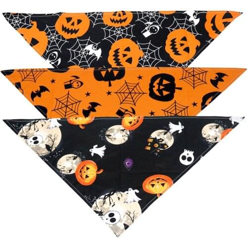 10 Pcs/lot Halloween Dog Bandana Cotton Adjustable Dog Bibs Scarf Dog Accessories for Small Middle Large pet