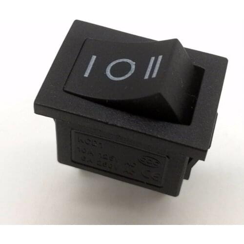 100pcs/lot KCD1-103 ON-OFF-ON Rocker Switch 3 pin 3 gear power switch 6A/250V boatlike switch tripod