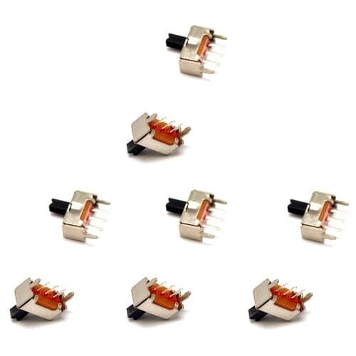 100Pcs Sample 3 Straight Pins 2 Positions Single Pole Double Throw SPDT 1P2T Miniature Slide Toggle Switch 3/4/5/6/7mm
