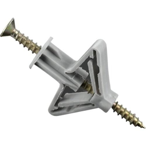 100Pcs Poly Toggle Plasterboard Anchor Plastic Expansion Tube Pipe Wall Anchors Plugs Expansion with Screw Kit