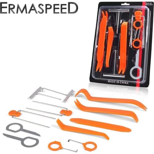 12pcs/set Auto Car Door Clip Panel Trim Dash Audio Video Dashboard Removal Pry Car Vehicle Dismantle Repairing Tool Kits