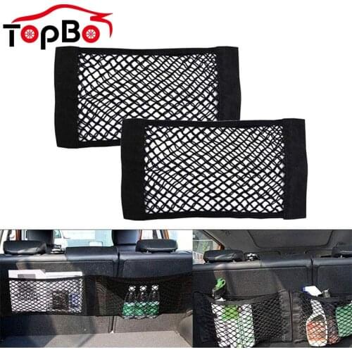 2Pcs Magic Sticker Car Seat Back Bag Mesh Storage Pocket Seat Back Bag Elastic String Net Organizer Car Interior Accessories