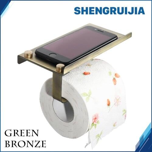 2018 Free shipping Stainless Steel Toilet Paper Rack with Phone Shelf Bathroom roll paper holder 5 Color holder toilet paper