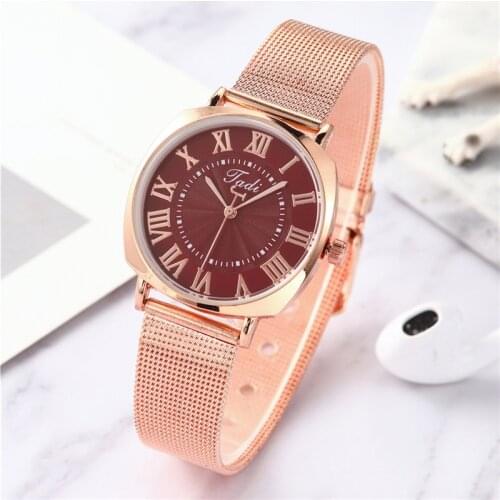 2020 New Fashion Lady Business Quartz Watch Roman Numerals Mesh Belt Watch Women Wristwatch Female Clock Gifts