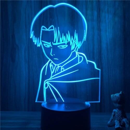 3D Nightlight Anime Levi Angry Face Attack on Titan Figure 7 Colors Touch Optical Illusion Table Lamp Gift Room Decor Light