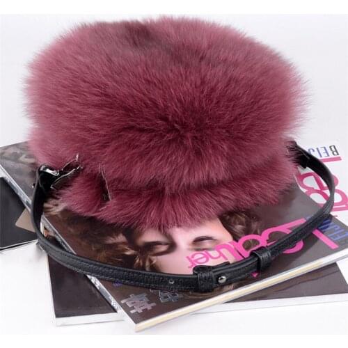 Free Shipping Real Fox Fur Handbags Women Leather Handbag Bag Backpack Work Party 6 Colors Whole Fox Pelt Skin Bag