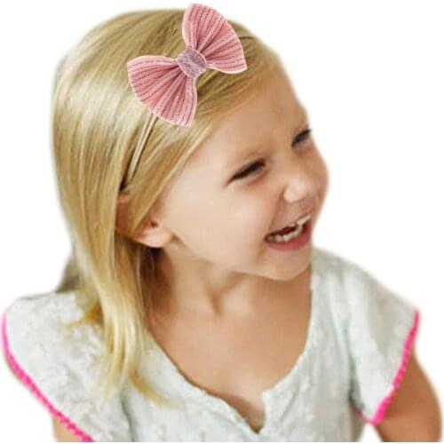 Shining Handmade Bowknot Elastic Traceless Headband Fashion Princess Hairband Kids Hair Accessories Bows Headwear Photo Props