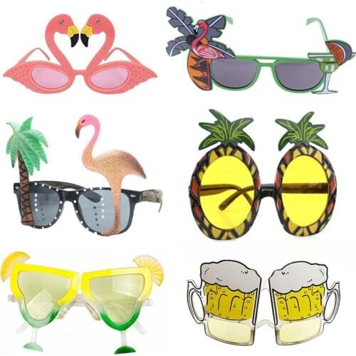Hawaii DIY Eye Glasses Photo Props Summer Beach Vacation Wine Glass Camera Props Tropic Flamingo Wedding Birthday Pineapple Dec