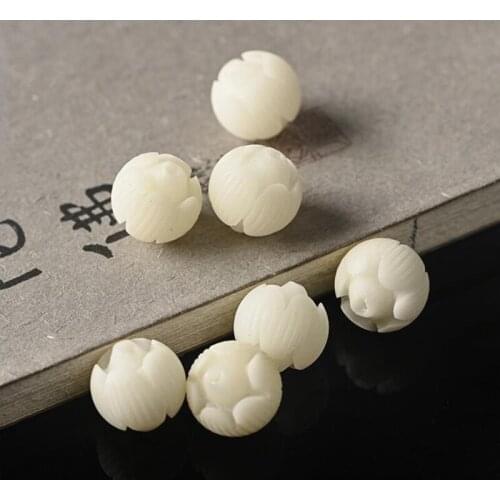 10pcs Buddha Craftwork Carved Natural Bodhi Root Lotus Wooden Beads Charm Spacer Beads for Jewelry Making Bracelet Decoration