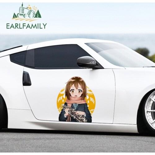 EARLFAMILY 43cm x 37.4cm Anime K-on! Hirasawa Yui Cute Car Stickers Waterproof Car Door Trunk Wall Decals JDM RV VAN Decoration