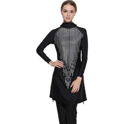 Hot Sell Women Conservative Muslim Stitching Conservative Swimsuit Suit Full Cover Islamic Scarf Islamic Swimsuit S-4XL
