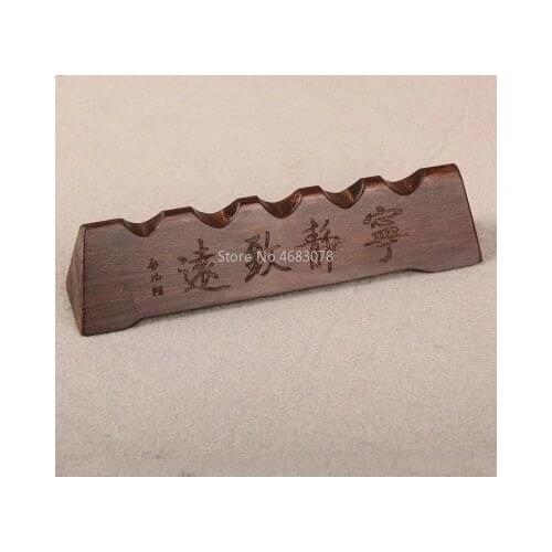 1pcs Black Zi mu Solid Wood Pen Holder Pen Hanging Brush Calligraphy Library Four Treasures SuppliesTool15x3.5x3.5cm