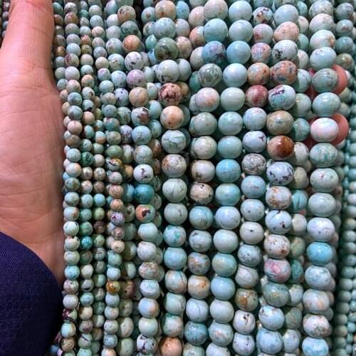 6-10mm Chinese Turquoises Beads 15'' Round Green DIY Loose Beads For Jewelry Making Beads Men Women Bracelet Necklace Gift
