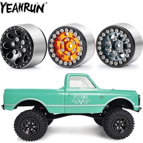 YEAHRUN 4PCS 1:24 Beadlock Wheel Rims Aluminum Alloy Wheel Hubs for Axial SCX24 90081 Remote Control Car Wheels Parts