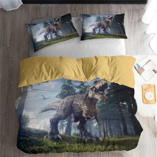 HELENGILI 3D Bedding Set Jurassic Park Dinosaur Print Duvet cover set bedclothes with pillowcase bed set home Textiles #DG-18