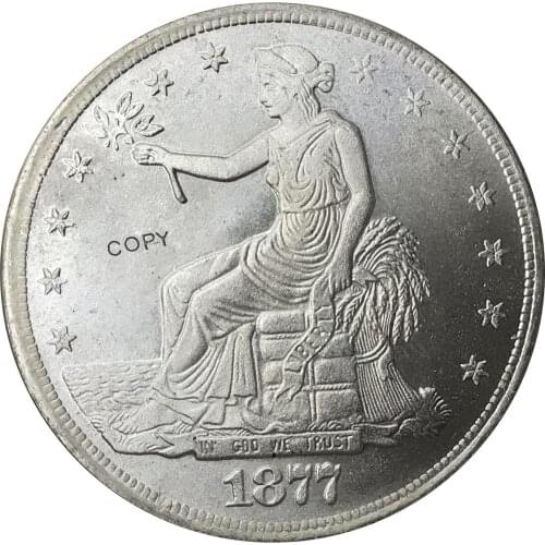 United States America 1877 CC 1 Trade One Dollar US In God We Trust 420 Grains 900 Fine Cupronickel Silver Plated Copy Coin