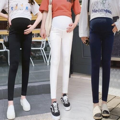 Korean fashion pregnant womens feet pants spring and autumn new pregnant women stomach lift pants slim pencil pregnant women pa